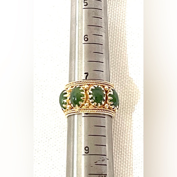 Antique Jade 14K Gold Milgrain Textured Wide Band Eternity Ring 11.08 Grams - Picture 12 of 16